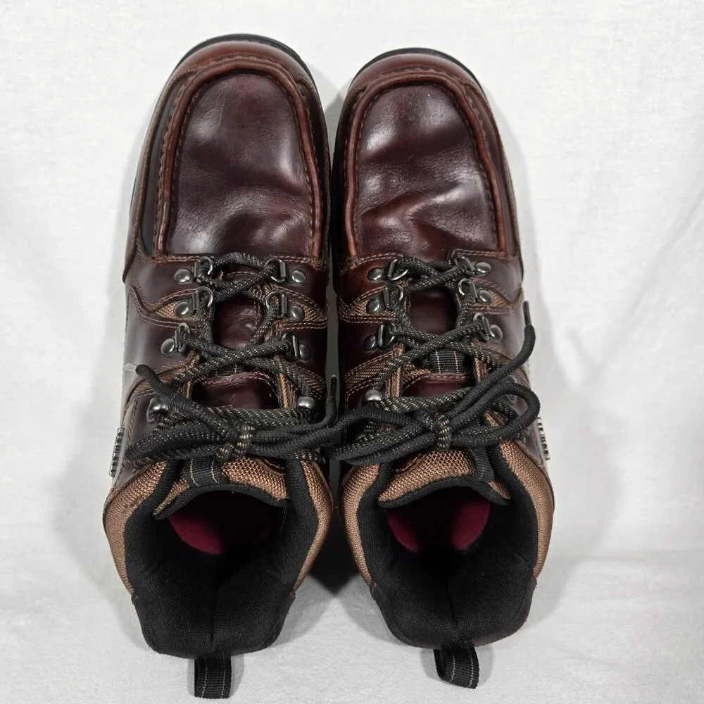 ROCKPORT XCS Burgundy & Brown Leather HIDRO-SHIELD Waterproof Boots Men Size 10 - Picture 7 of 17